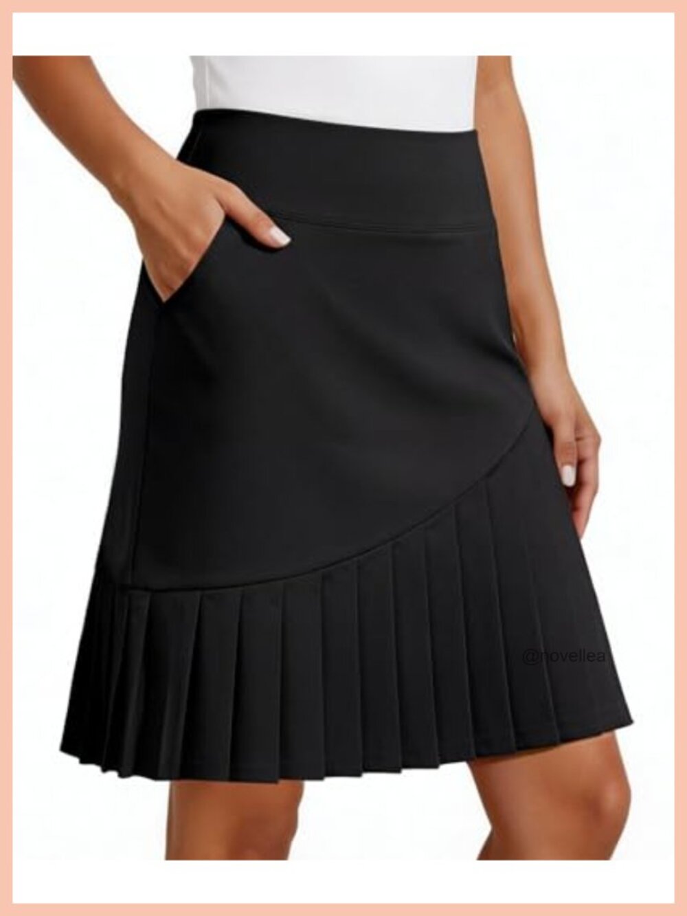 PINSPARK 20" Golf Skirt Knee Length Pleated Tennis Skort for Women